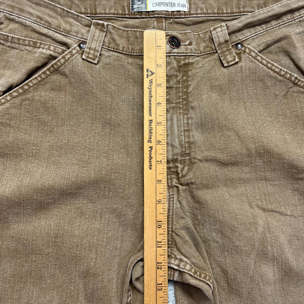 VINTAGE Lee Dungarees Carpenter Jeans Mens 36x30 Tan Cotton Canvas Workwear - Picture 14 of 16